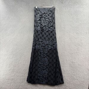 Gypsy 05 Maxi Skirt Lace Sheer Embroidered Ombre WhimsiGoth Small Dark Blues